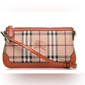 ⭐️Burberry Haymarket Check Small Peyton Crossbody Bag Burnt Amber—For Repair